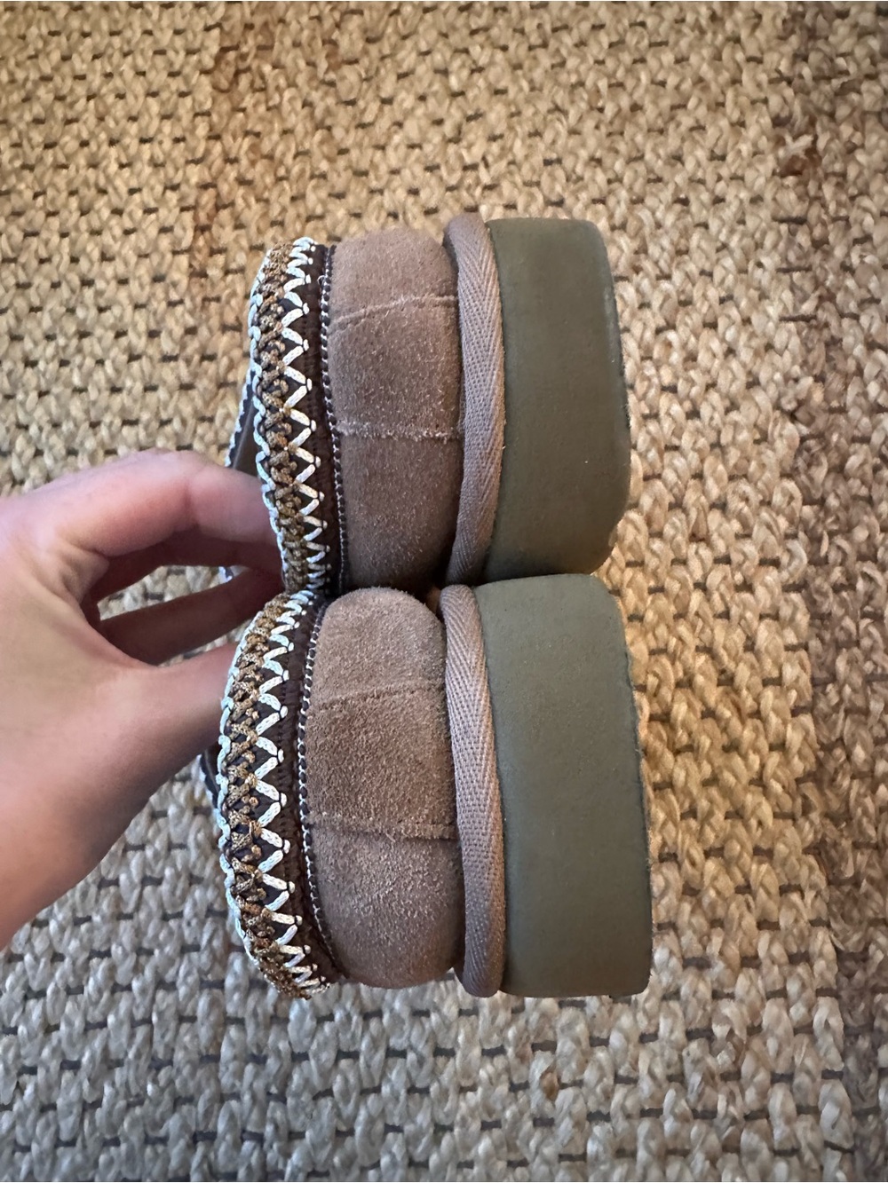 UGG Brown Cozy Suede Shearling Slippers - Picture 3 of 5